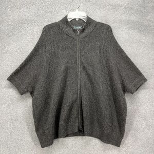 Griffen Cashmere‎ Sweater Womens Medium Gray Short Sleeve Oversized Full Zip